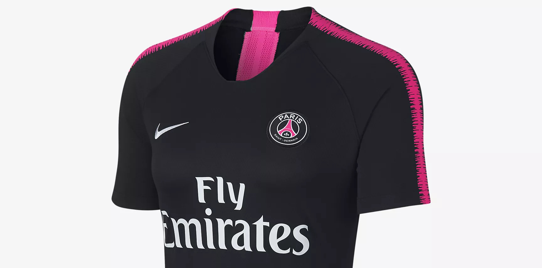 Paris Saint Germain draagt zwart/roze trainingsshi  Voetbalshirts.com
