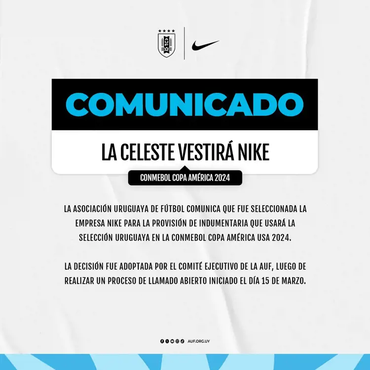 Nike kledingsponsor Uruguay tijdens Copa América 2024