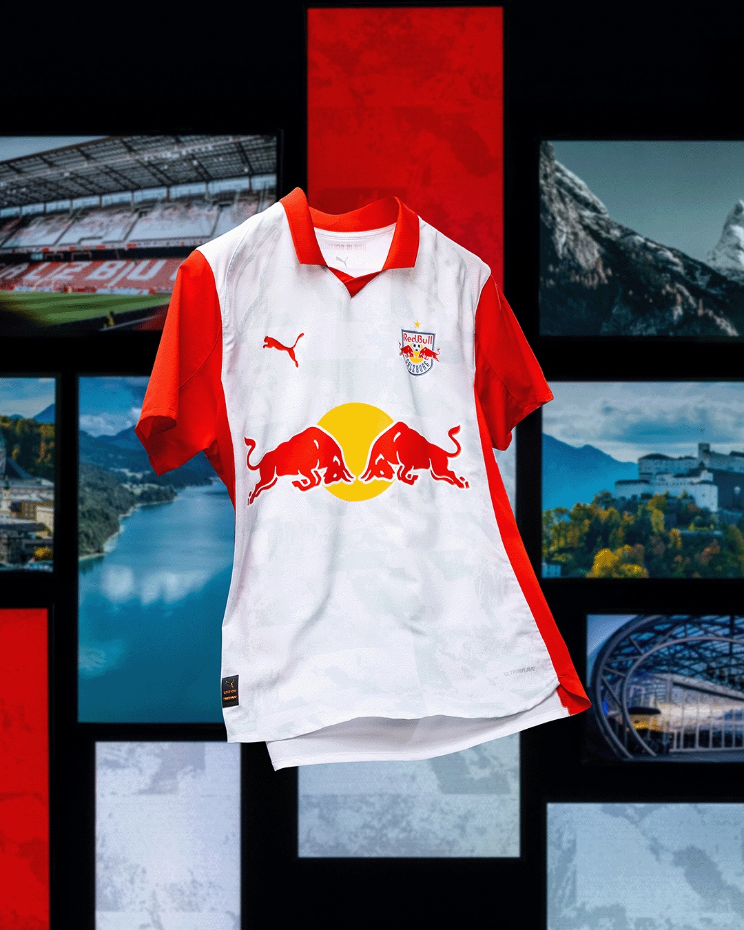 Red Bull Salzburg voetbalshirts 2025-2026 geïnspireerd de stad, vlaggen en Hohensalzburg fort