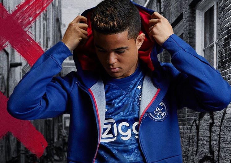 Blauw Ajax anthem trainingsjack 2017-2018