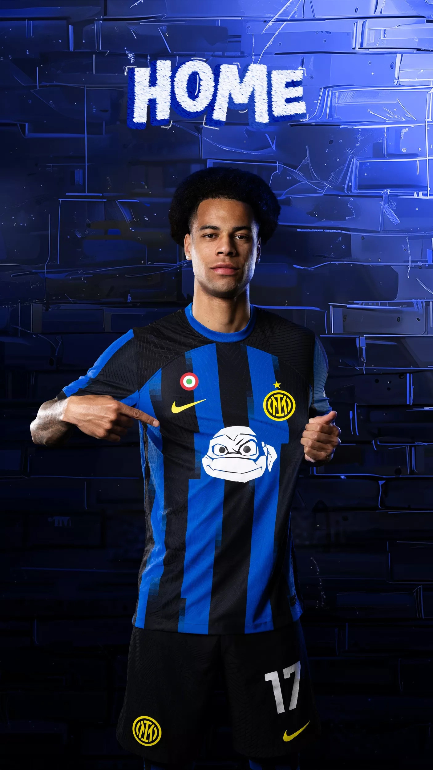 Inter Milan met logo Turtles op voetbalshirt