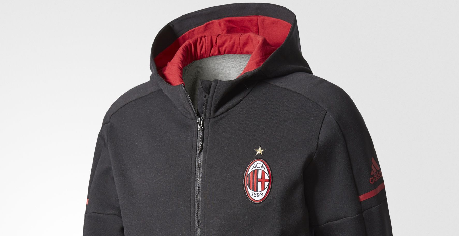 Zwart AC Milan jack met capuchon voor 2017-2018