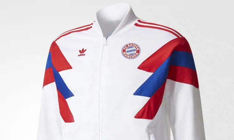Bayern München adidas Originals jaren '80 retro trainingsjack en voetbalshirt