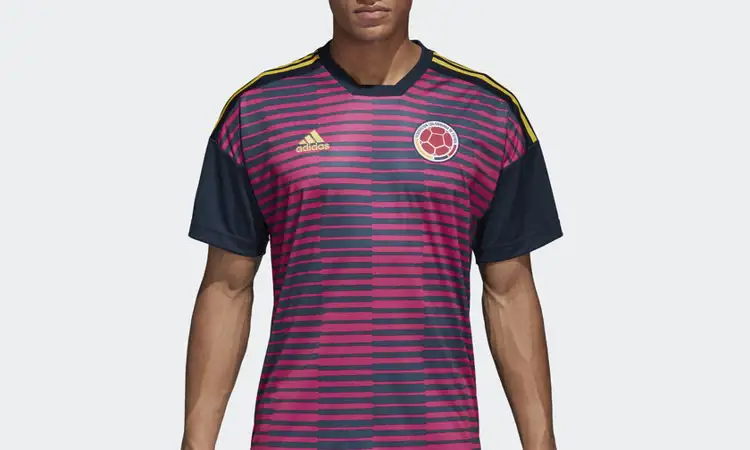 Colombia en adidas lanceren roze en blauw pre-match top 2018-2019