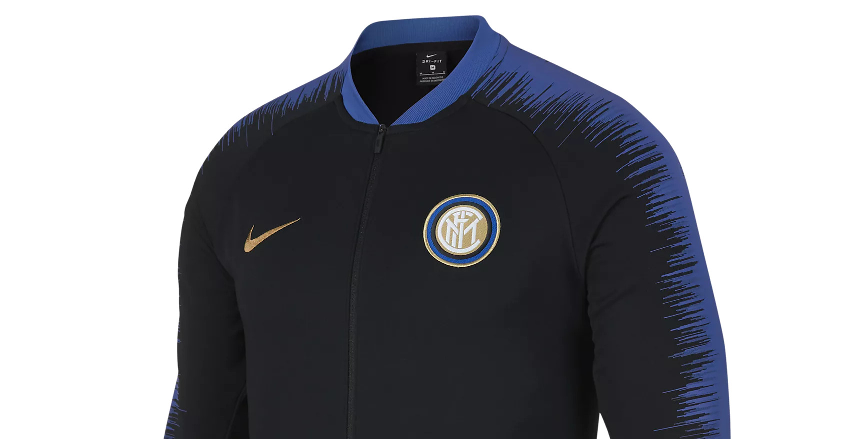 Inter Milan draagt zwart trainingsjack en shirt met gouden tintje in 2018-2019