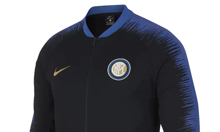 Inter Milan draagt zwart trainingsjack en shirt met gouden tintje in 2018-2019