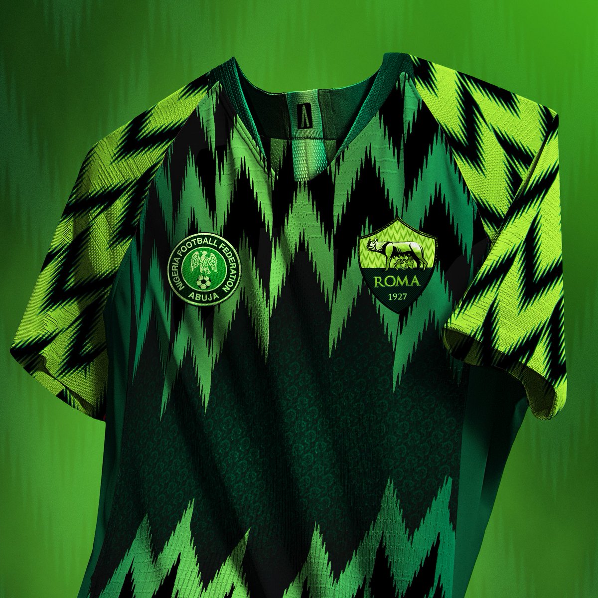 AS Roma warming-up shirt 2018-2019 gebaseerd op voetbalshirt van Nigeria 