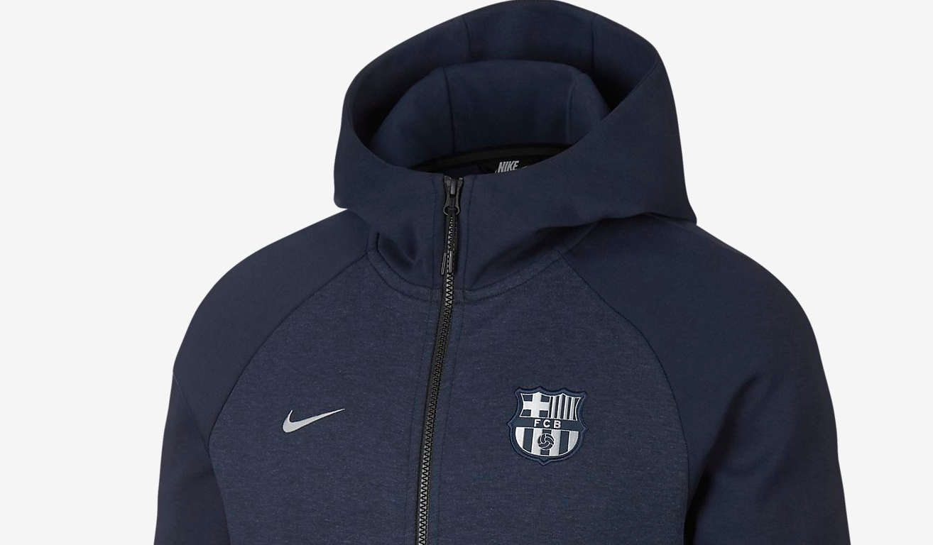 Het donker blauwe Barcelona Nike tech fleece pak 2018-2019