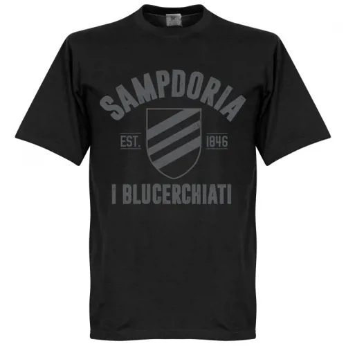 Sampdoria fan t-shirt EST 1846 - Zwart