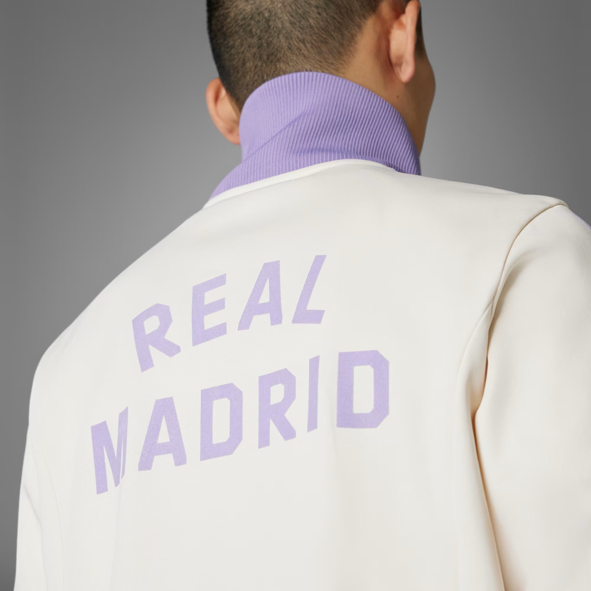 adidas Originals x Real Madrid winter collectie effen wit met pastel paarse details