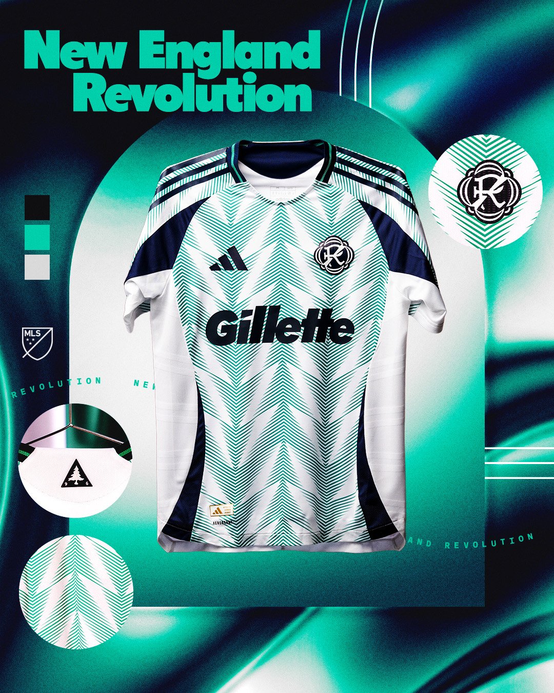 New England Revolution uitshirt 2025-2026 geïnspireerd door vlag