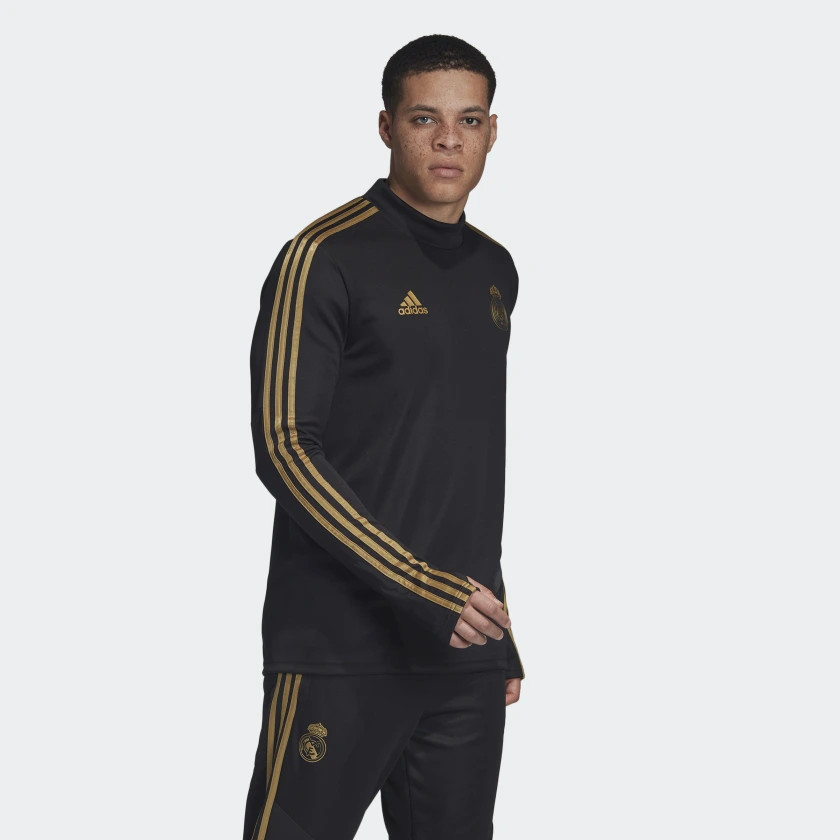 ballet Kalksteen Traditioneel Real Madrid draagt zwart/goud trainingspak in 2019-2020 - Voetbalshirts.com