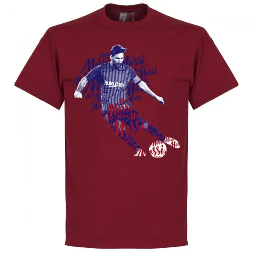 Messi Barcelona Script T-Shirt - Bordeaux Rood