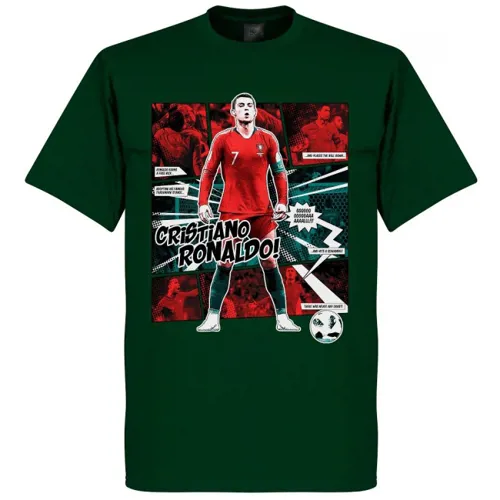 Portugal Cristiano Ronaldo Comic T-Shirt - Groen