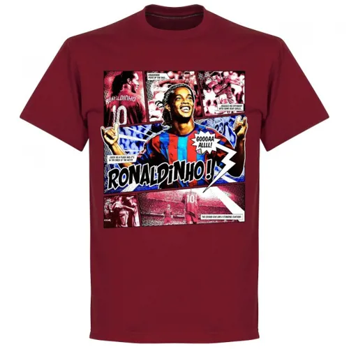 Ronaldinho Barcelona Comic T-Shirt - Bordeaux
