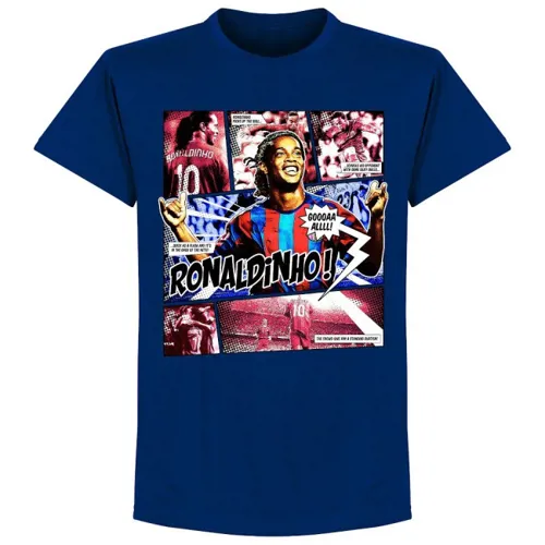 Ronaldinho Barcelona Comic T-Shirt - Blauw