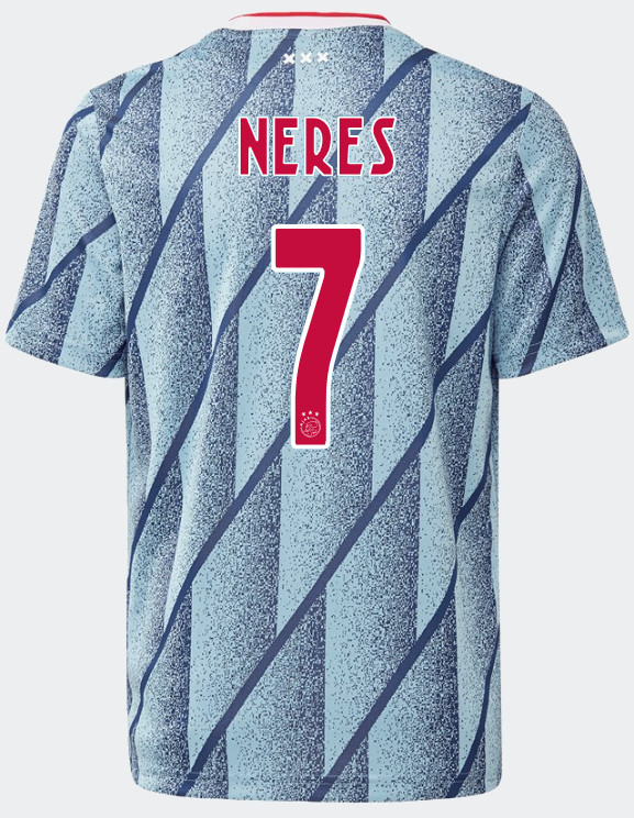 Officiële bedrukking Ajax uitshirt 2020 2021 Officiële bedrukking Ajax thuisshirt 2019 2020