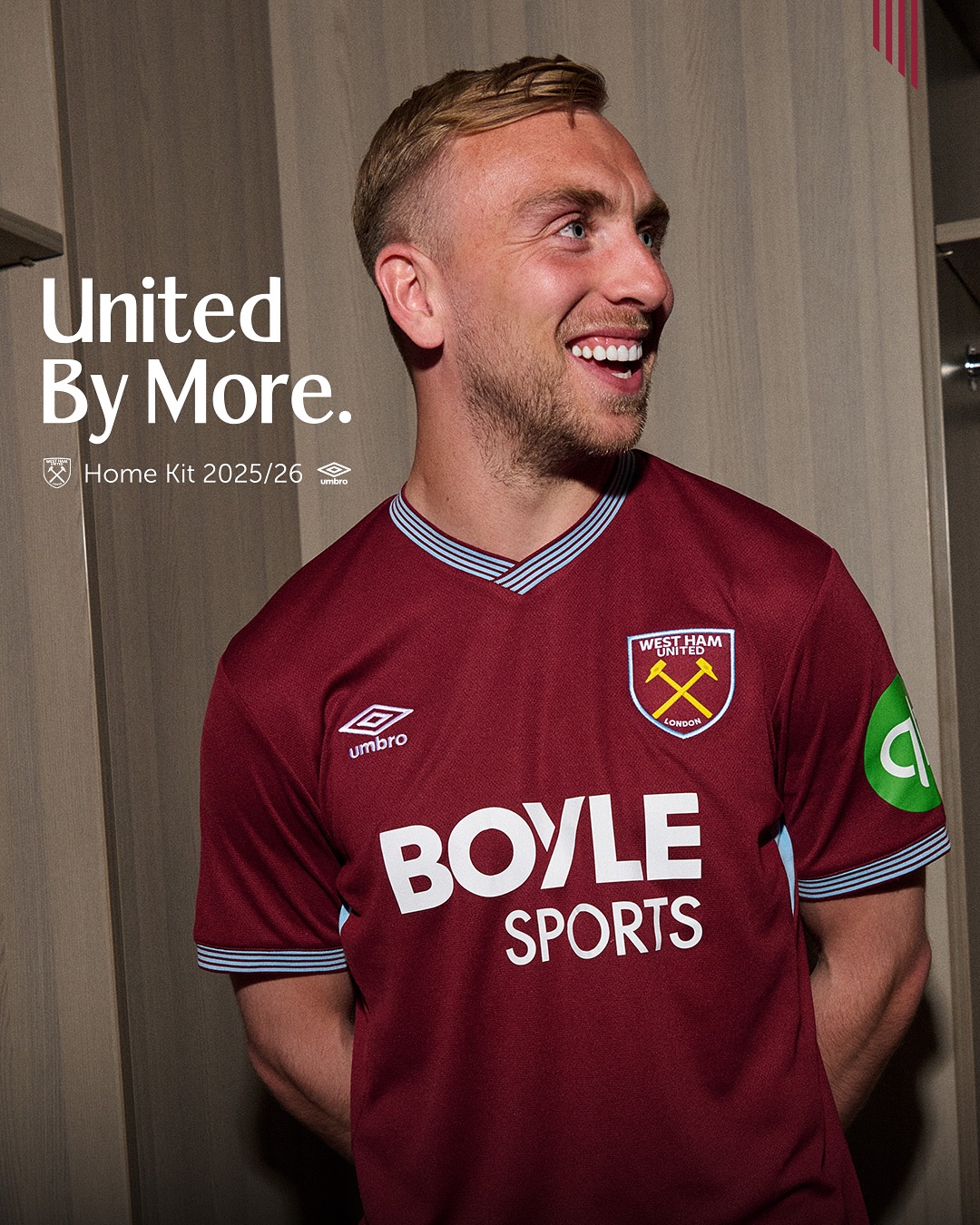 West Ham United voetbalshirts 2025-2026 in stijl ''United By More''