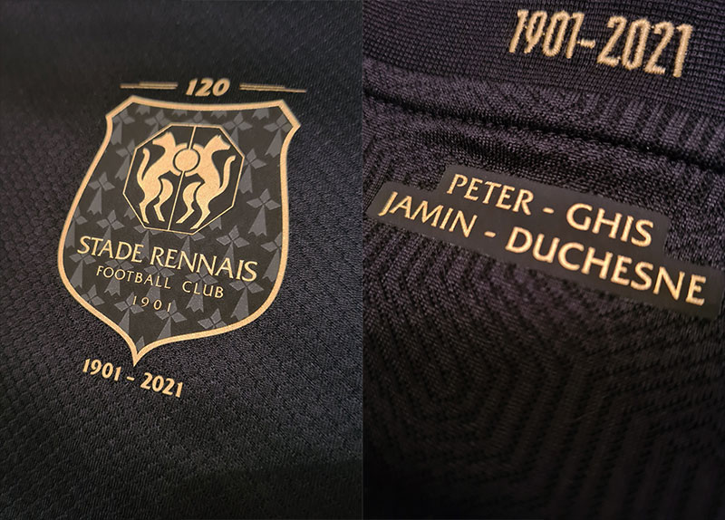 Details Stade Rennes voetbalshirt 120 jaar