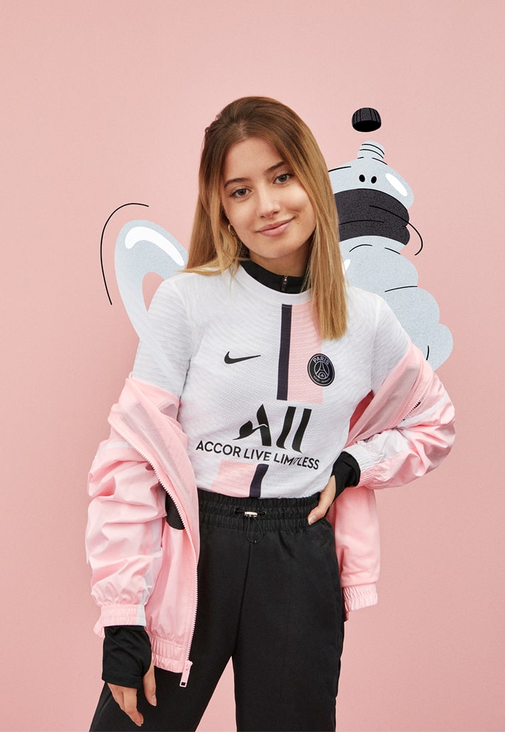 Wit/Roze Paris Saint Germain uitshirt 2021-2022