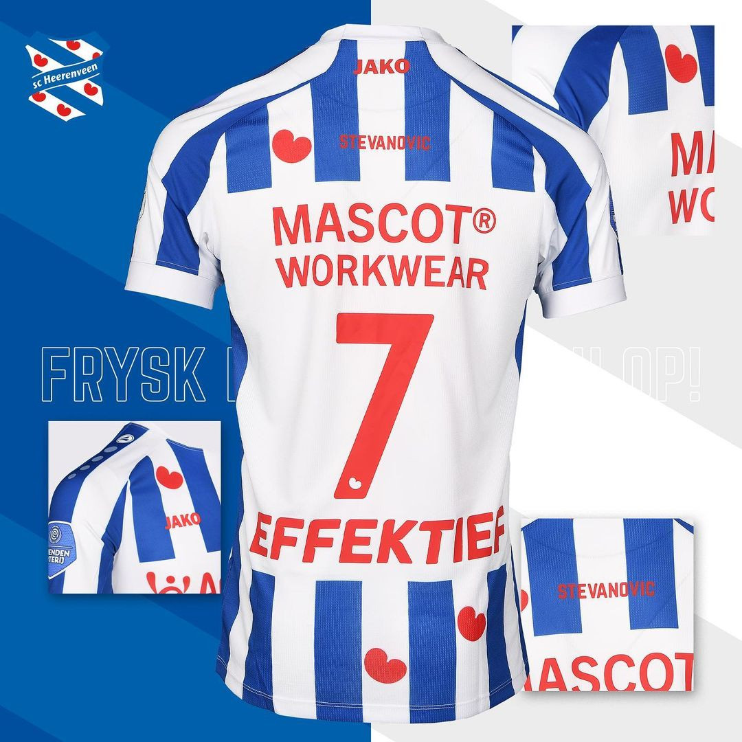 Achterkant SC Heerenveen thuisshirt 2021-2022