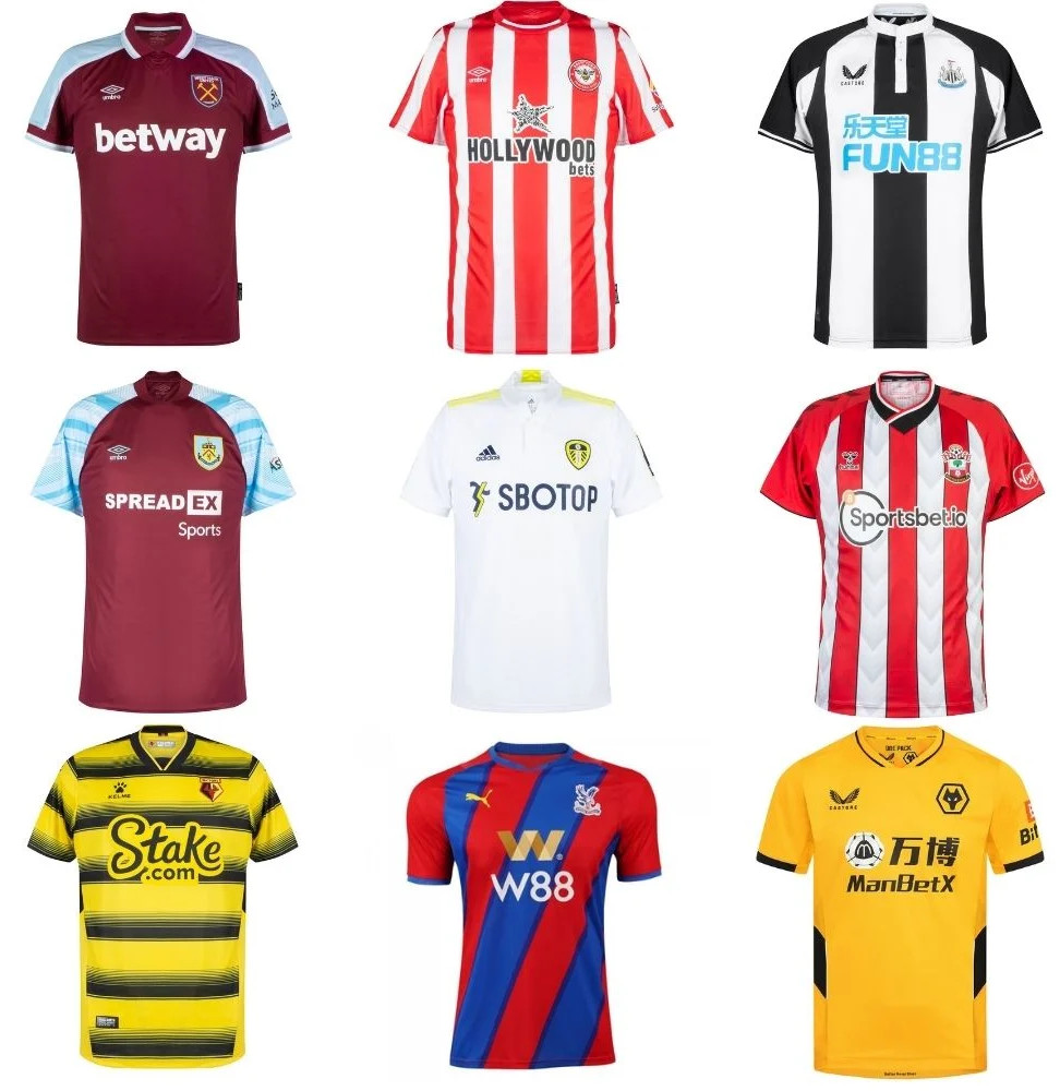 Premier League voetbalshirts met goksponsor