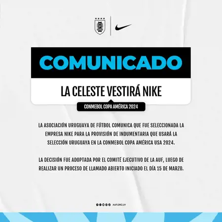Nike kledingsponsor Uruguay tijdens Copa América 2024
