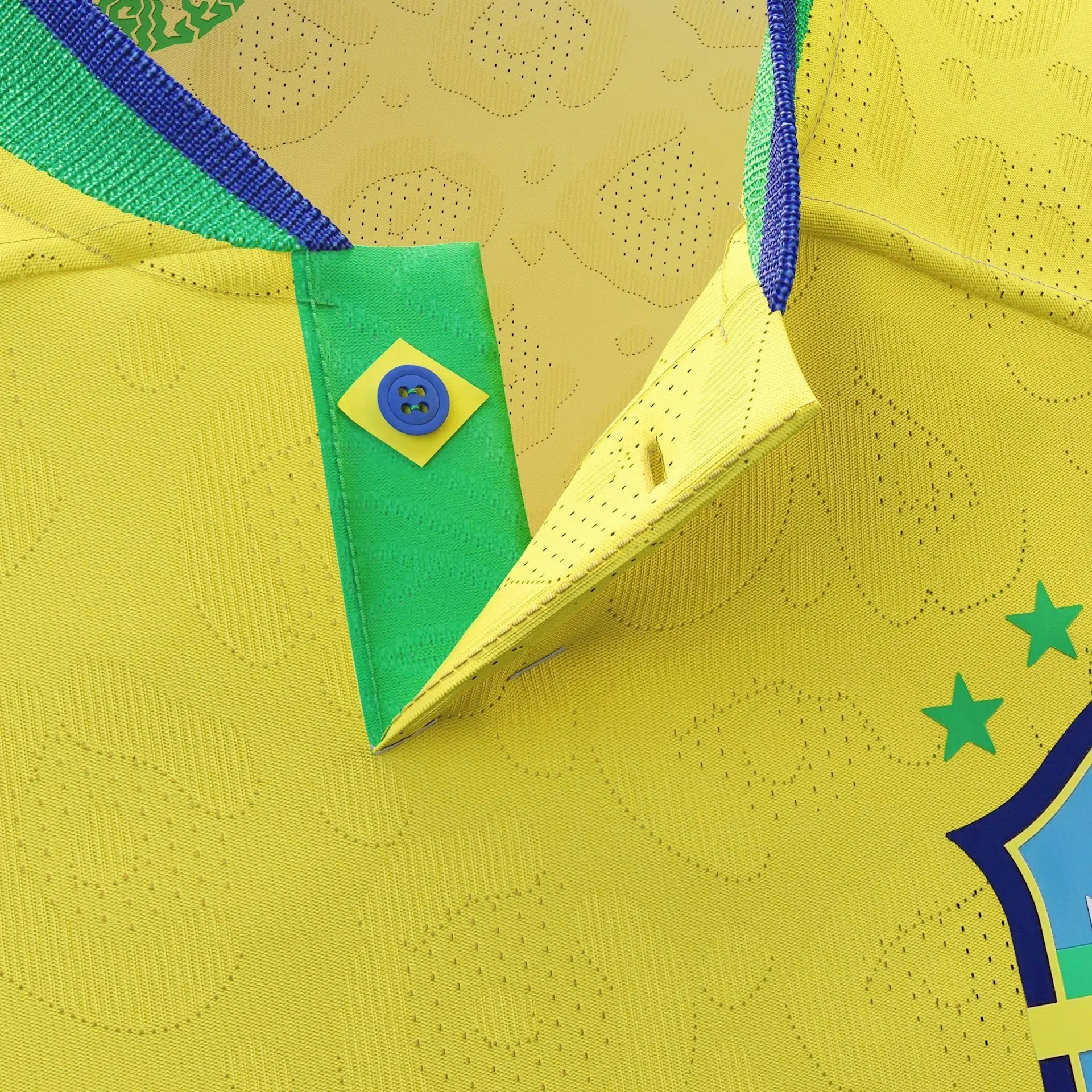 Detail Brazilië WK 2022 thuisshirt