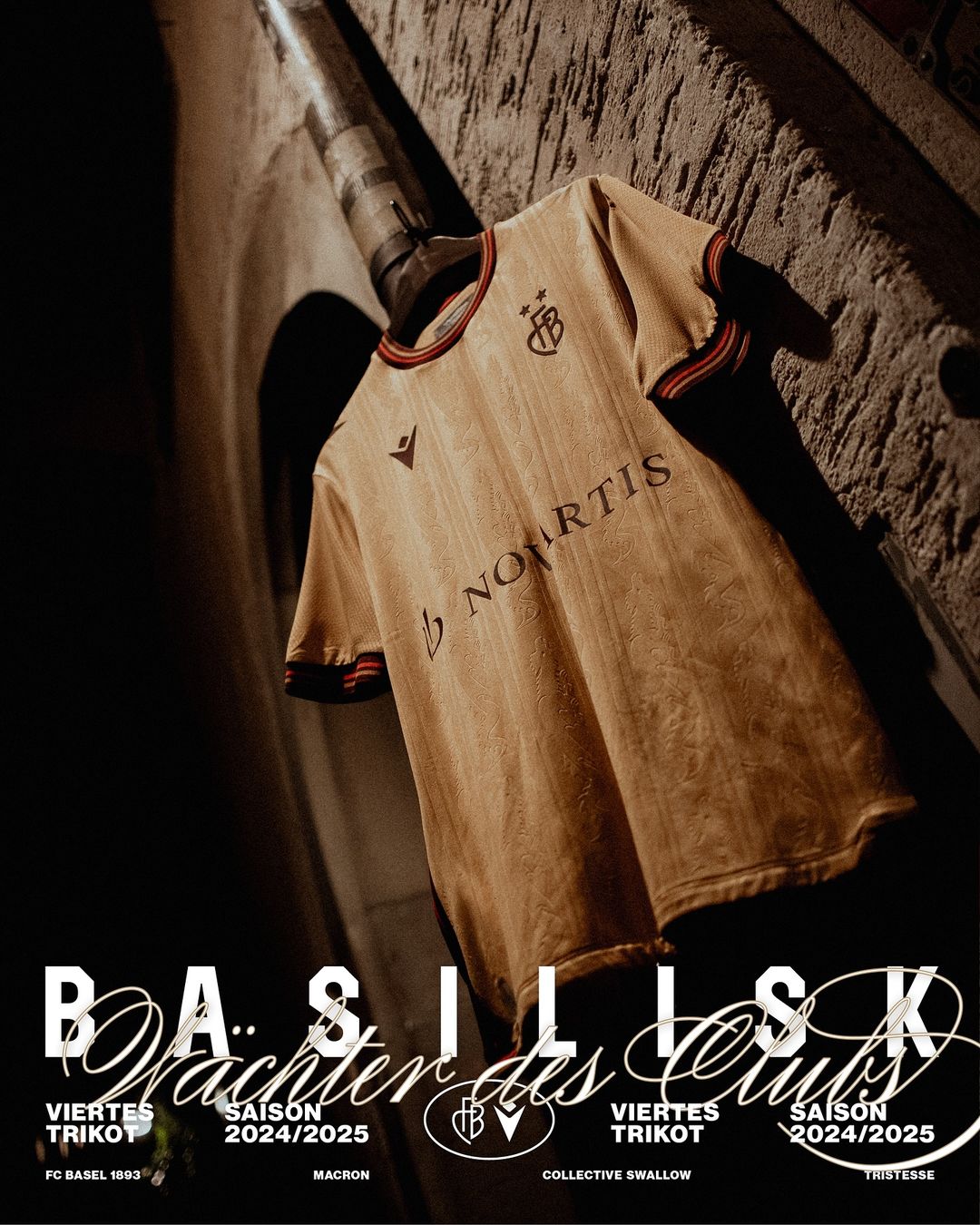 FC Basel 4e shirt 2024-2025 vertelt legende van de Basilisk