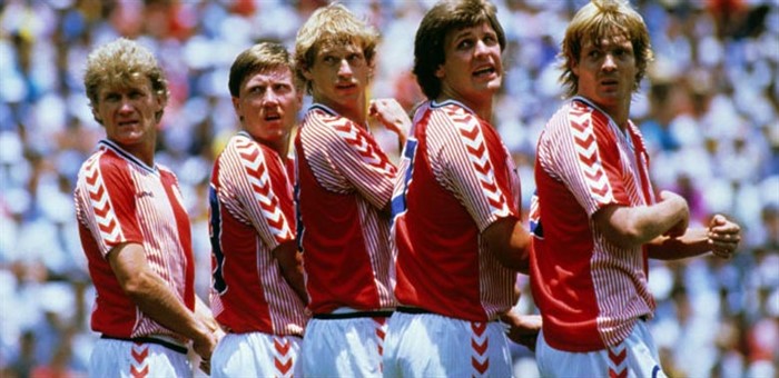 Denemarken-hummel -voetbalshirts -1986