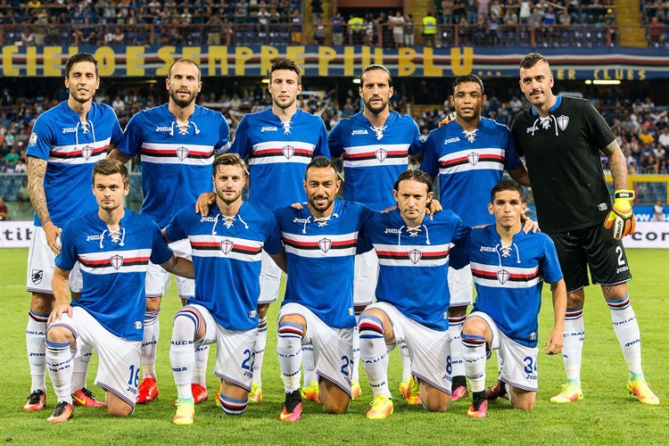 Sampdoria -tenue -70-jarig -bestaan