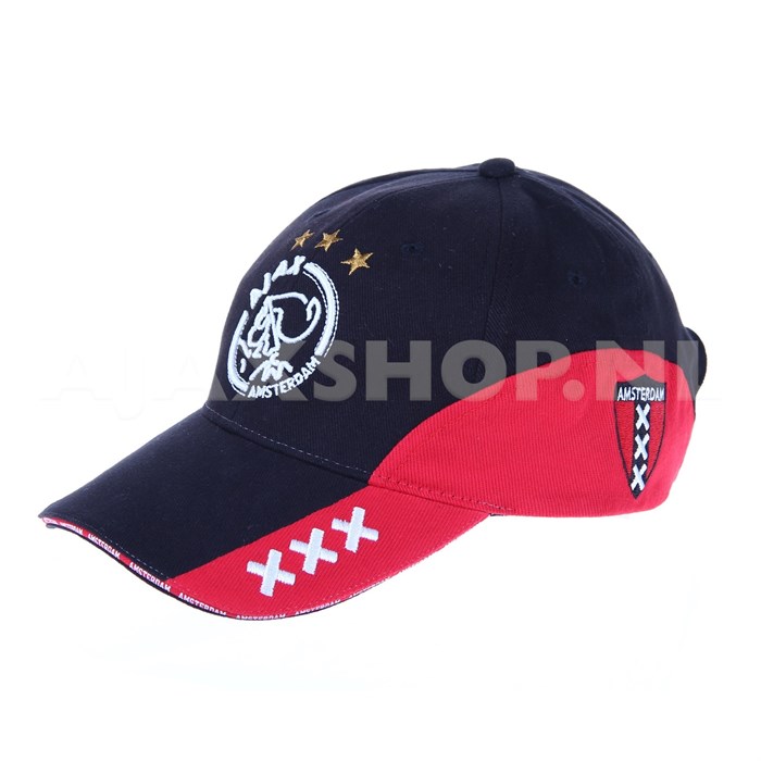 Zwart -rode Ajax Cap Met Amsterdam Logo