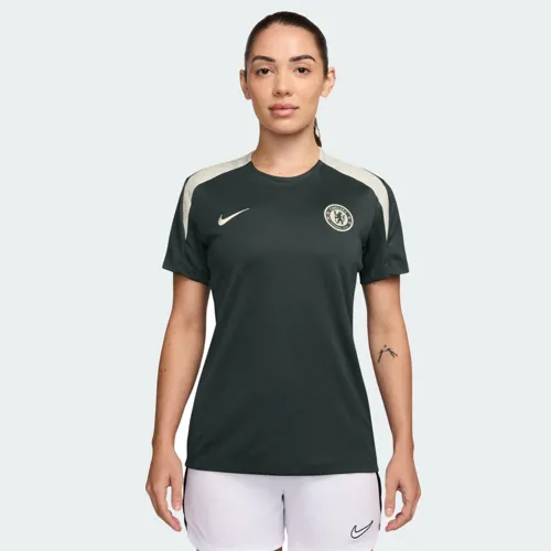 Chelsea dames trainingsshirt 2025-2026 - Donkergroen/Beige