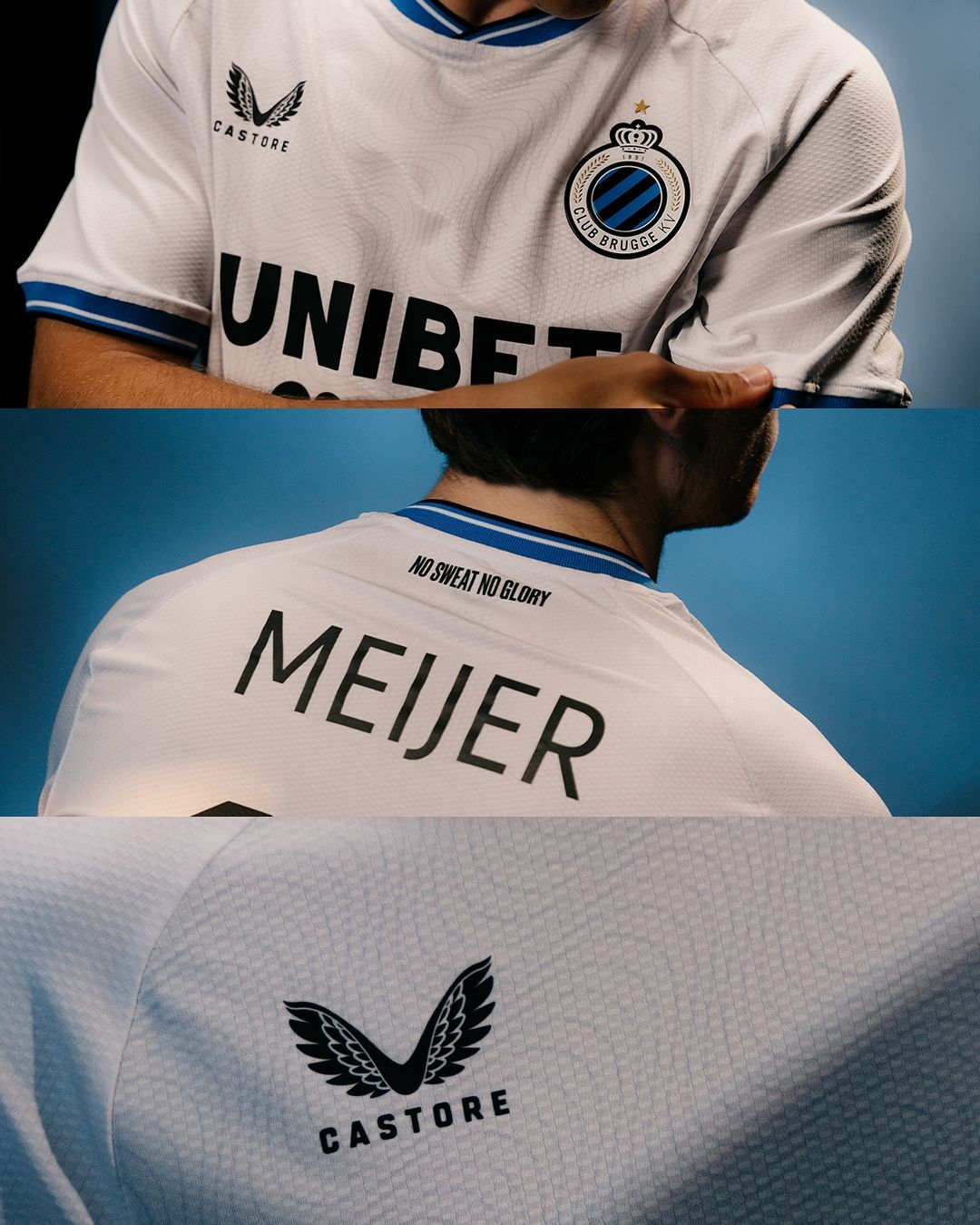 Club Brugge voetbalshirts 2024-2025 geïnspireerd door retro shirts en Brugse Reien