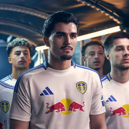 Leeds United voetbalshirts 2024-2025 bevatten logo Red Bull