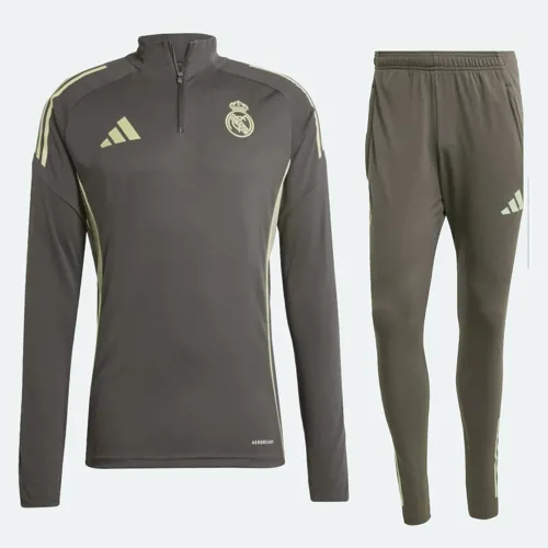 Real Madrid 1/4 zip trainingspak 2025-2026 - Donkergrijs
