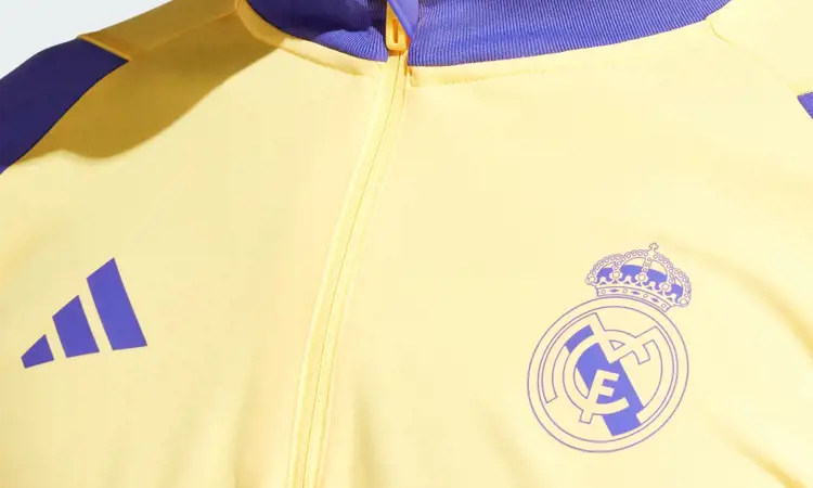 Dit is het geel/paarse Real Madrid trainingspak 2024