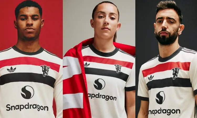 Manchester United 3e shirt 2024-2025 bevat adidas Originals logo en retro clublogo