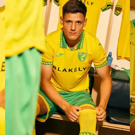 Joma presenteert de Norwich City voetbalshirts 2025-2026